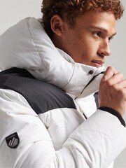 Superdry White Hooded Box Quilt Puffer Coat Water-Repellent Jacket - Image 3 of 7