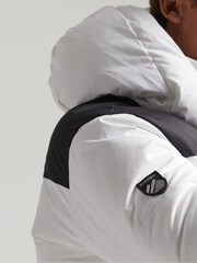 Superdry White Hooded Box Quilt Puffer Coat Water-Repellent Jacket - Image 4 of 7