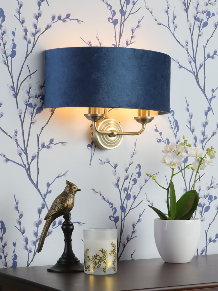 Laura Ashley Navy Sorrento 2 Light Wall Light Lamp Shade - Image 1 of 4