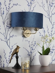 Laura Ashley Navy Sorrento 2 Light Wall Light Lamp Shade - Image 2 of 4