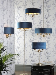 Laura Ashley Navy Sorrento 2 Light Wall Light Lamp Shade - Image 3 of 4