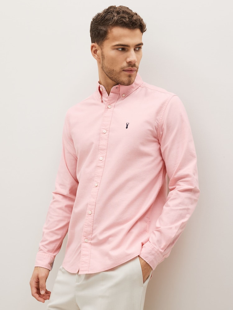 Pink Regular Fit Long Sleeve Oxford Shirt - Image 1 of 4