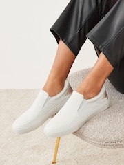 White/Gold Forever Comfort® Slip-On Star Trainers - Image 1 of 6