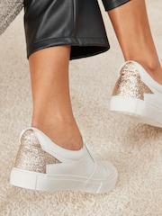 White/Gold Forever Comfort® Slip-On Star Trainers - Image 2 of 6