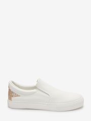 White/Gold Forever Comfort® Slip-On Star Trainers - Image 3 of 6