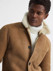 Reiss Camel Marton Shearling Jacket - Image 4 of 7