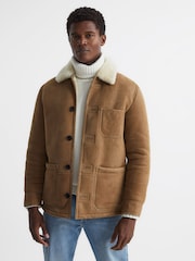 Reiss Camel Marton Shearling Jacket - Image 6 of 7