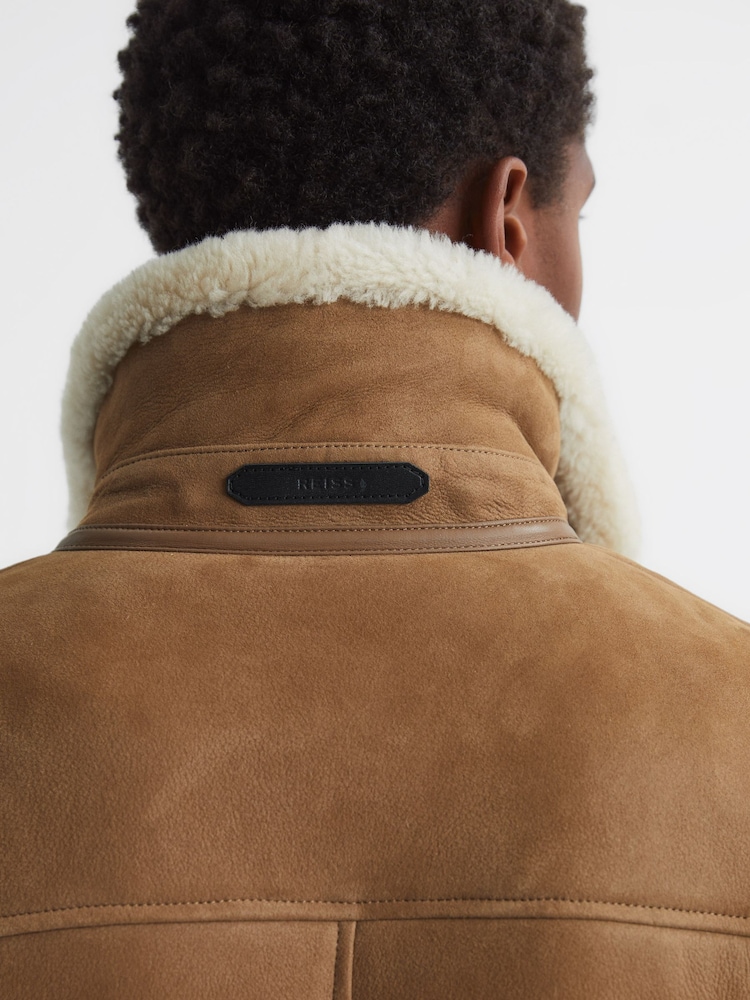 Reiss Camel Marton Shearling Jacket - Image 7 of 7