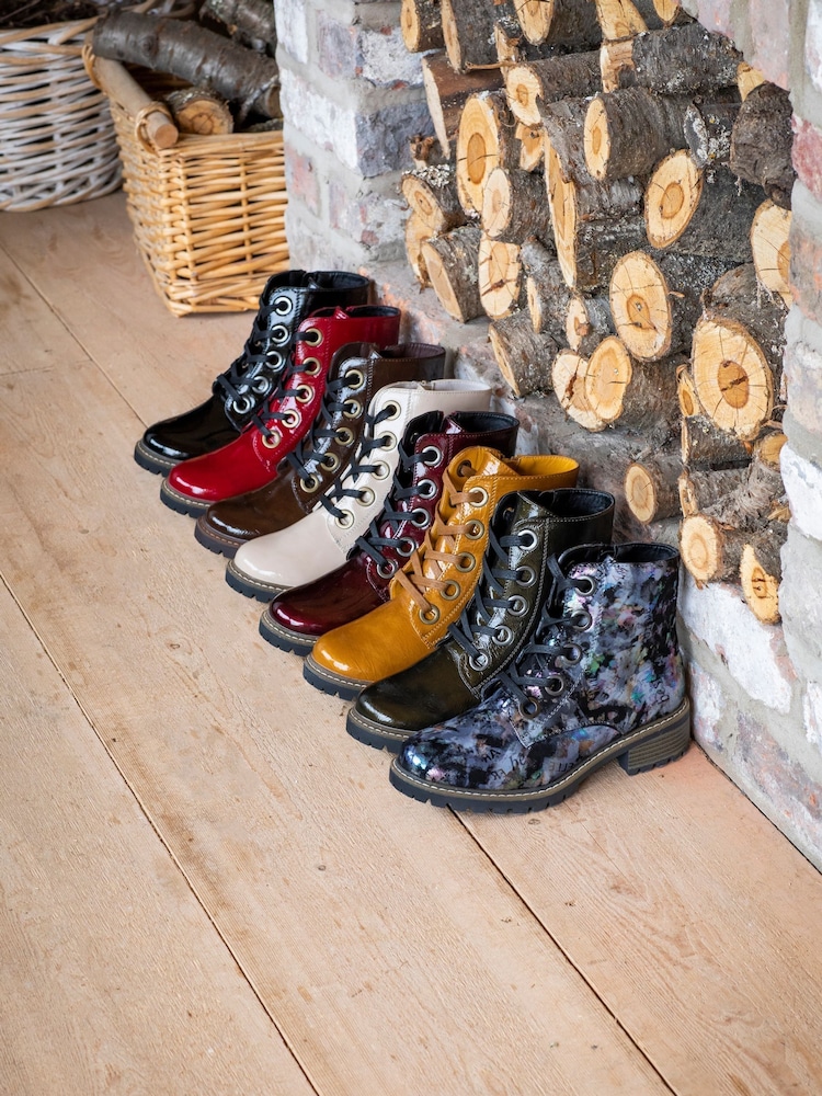 Pavers Red Pavers Ladies Lace Up Ankle Boots - Image 6 of 6