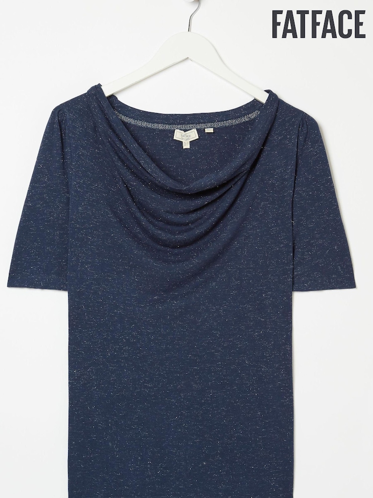 FatFace Blue Mercer Cowl Sparkle Longline Tunic - Image 1 of 4