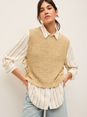 Camel Brown Tie Side Layer Jumper - Image 1 of 7