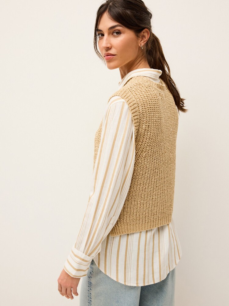 Camel Brown Tie Side Layer Jumper - Image 3 of 7