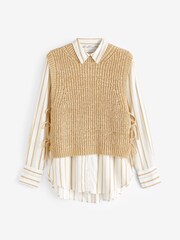 Camel Brown Tie Side Layer Jumper - Image 5 of 7
