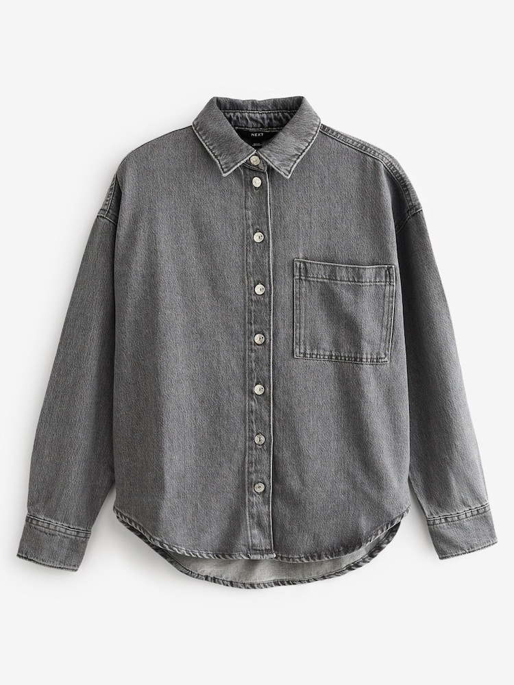 Grey Oversized TENCEL™ Shirt - Image 5 of 5