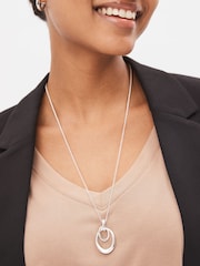 Silver Tone Interlocking Circle Pendant Necklace - Image 1 of 4