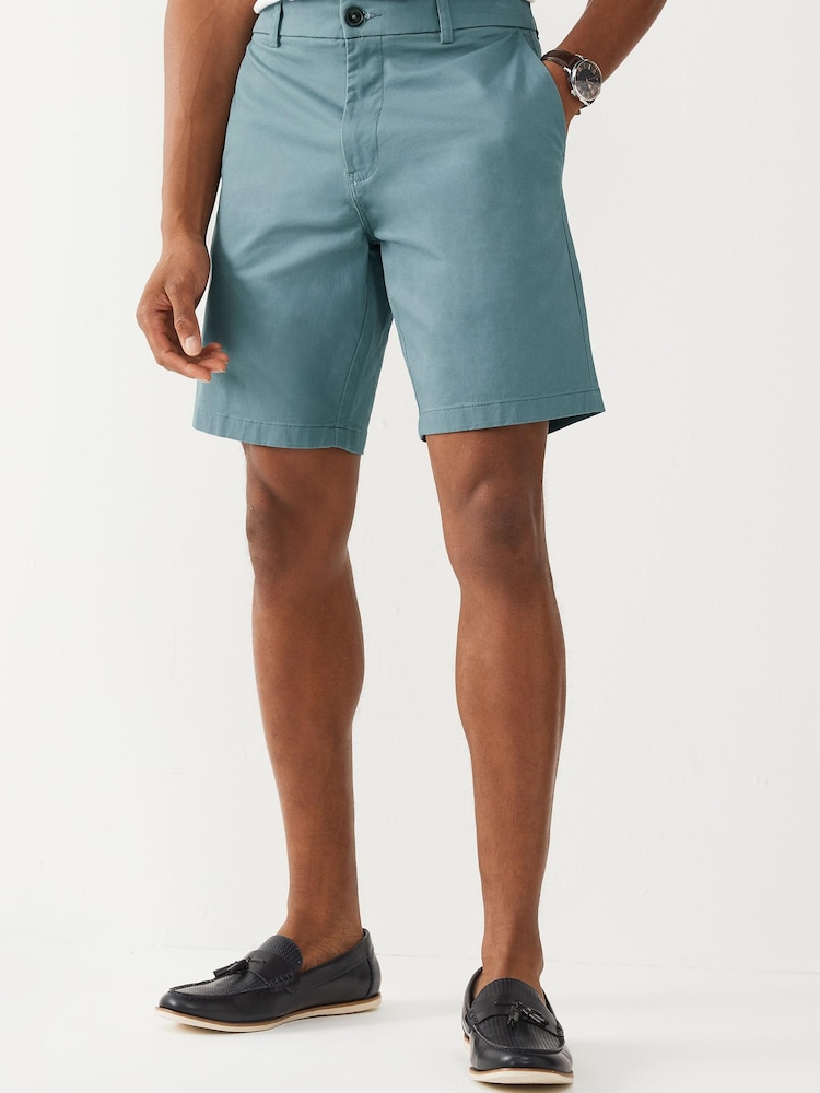 Aqua Blue Straight Stretch Chino Shorts - Image 1 of 3 Aqua Blue Straight Stretch Chino Shorts - Image 1 of 3