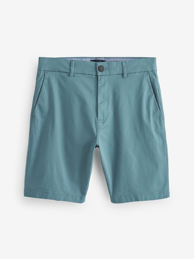 Aqua Blue Straight Stretch Chino Shorts - Image 2 of 3 Aqua Blue Straight Stretch Chino Shorts - Image 2 of 3