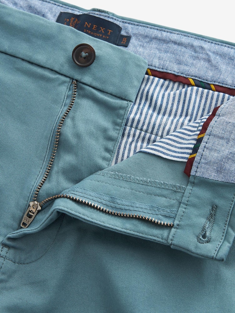 Aqua Blue Straight Stretch Chino Shorts - Image 3 of 3 Aqua Blue Straight Stretch Chino Shorts - Image 3 of 3