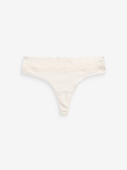 Navy Blue/Aqua Blue/Purple/Cream Thong Cotton & Lace Knickers 4 Pack - Image 6 of 7