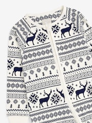 The Little Tailor Baby 100% Cotton Reindeer Christmas Fairisle Pattern All-In-One - Image 5 of 6
