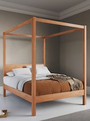 Get Laid Beds Cinnamon Four Poster Classic Square Leg Solid Wood Bed - Image 1 of 3