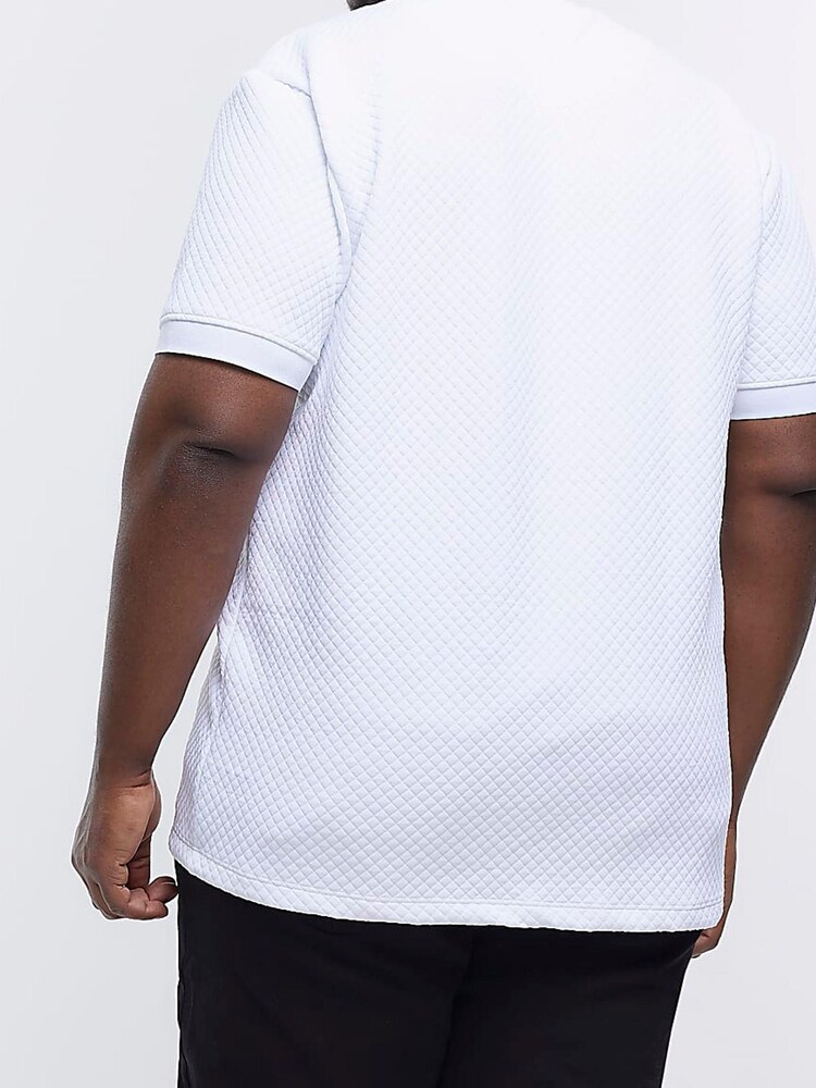 River Island White Short Sleeve Slim Quilt 100% Cotton T-Shirt - Image 2 of 5