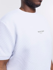 River Island White Short Sleeve Slim Quilt 100% Cotton T-Shirt - Image 4 of 5