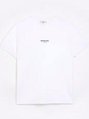 River Island White Short Sleeve Slim Quilt 100% Cotton T-Shirt - Image 5 of 5