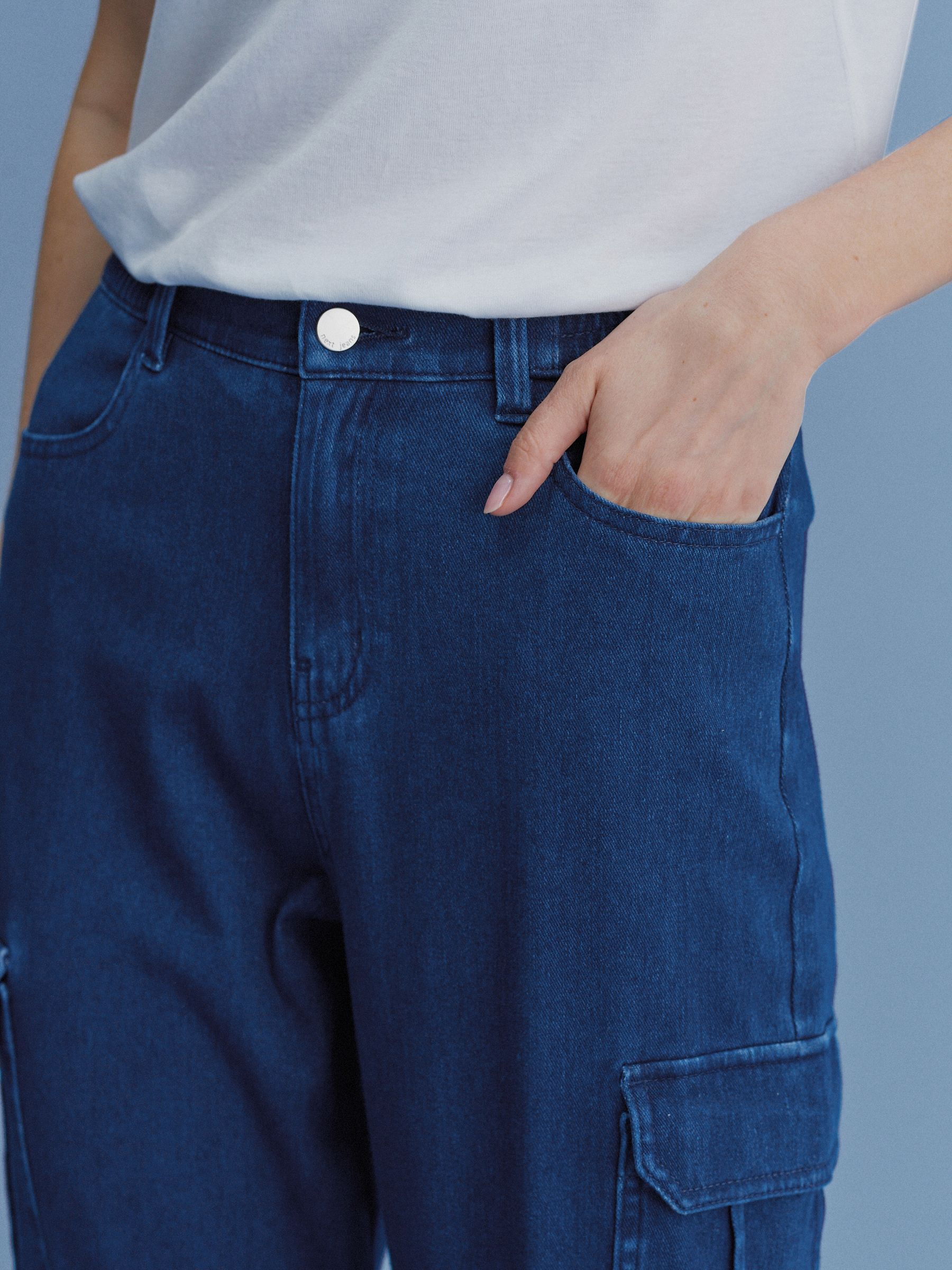 Buy Dark Blue Jersey Denim Cargo Joggers from Next Luxembourg