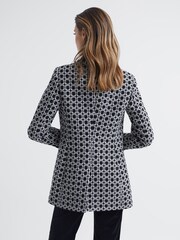 Reiss Black/White Bianca Single Breasted Jacquard Blazer - Image 5 of 7