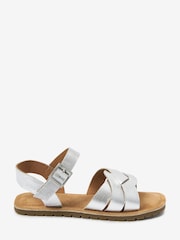 Silver Standard Fit (F) Woven Leather Sandals - Image 2 of 3