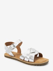Silver Standard Fit (F) Woven Leather Sandals - Image 3 of 3