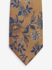Yellow Gold/Blue Navy Floral Pattern Tie - Image 2 of 3