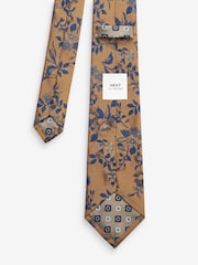 Yellow Gold/Blue Navy Floral Pattern Tie - Image 3 of 3