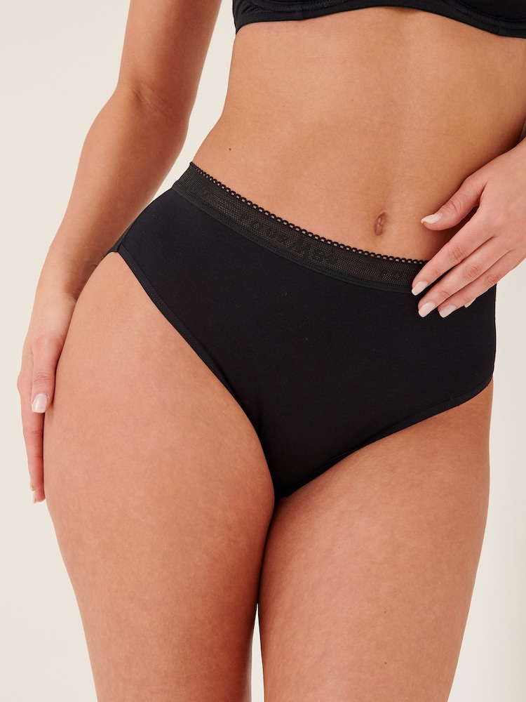 Pour Moi Black High Leg Modal and Mesh Knickers 2 Pack - Image 2 of 5