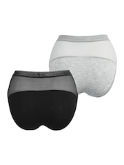 Pour Moi Black High Leg Modal and Mesh Knickers 2 Pack - Image 5 of 5