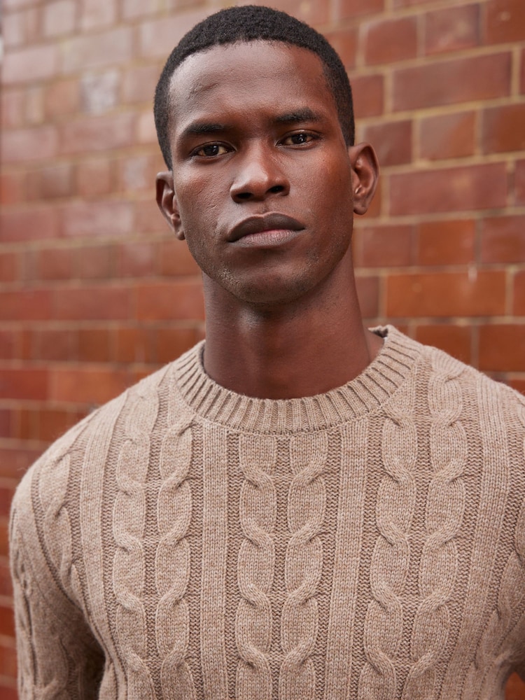 Neutral Regular Cable Crew Neck Jumper - Image 1 of 9