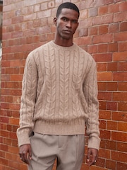 Neutral Regular Cable Crew Neck Jumper - Image 3 of 9