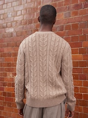 Neutral Regular Cable Crew Neck Jumper - Image 4 of 9