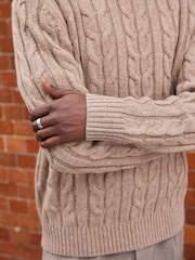 Neutral Regular Cable Crew Neck Jumper - Image 6 of 9