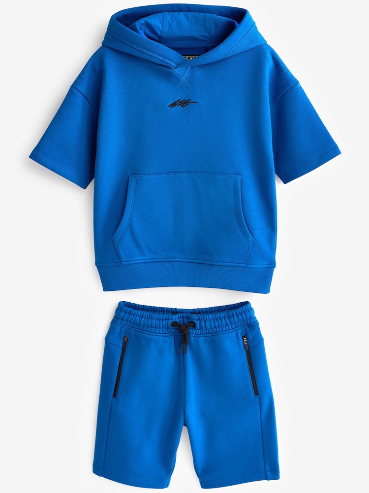 Kobaltowy niebieski - Zestaw: bluza z kapturem i szorty (3–16 lat) - Image 1 of 3