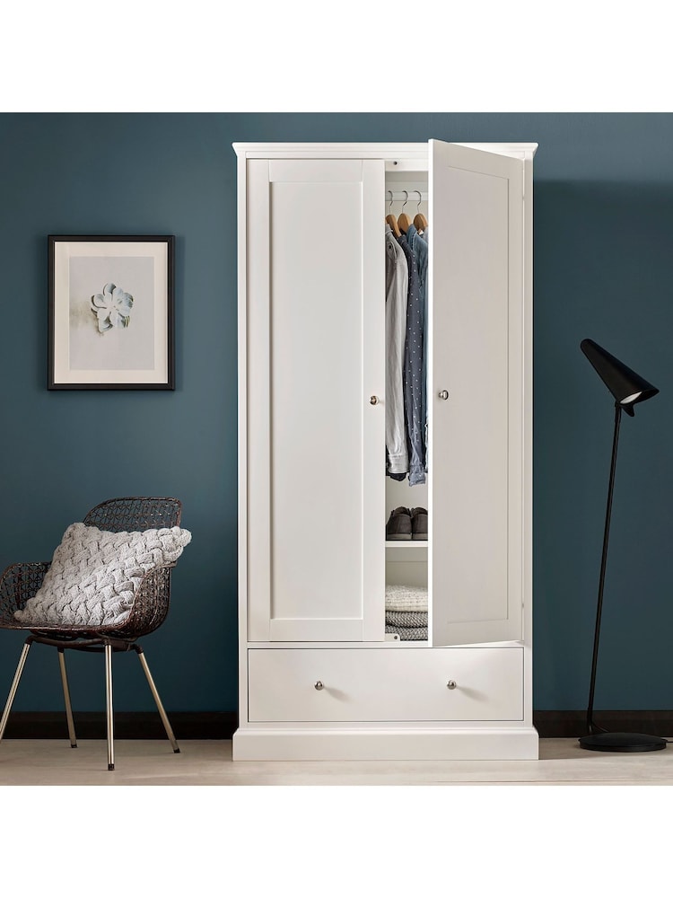 Bentley Designs White Ashby Double, 1 Drawer Wardrobe - Image 1 of 4