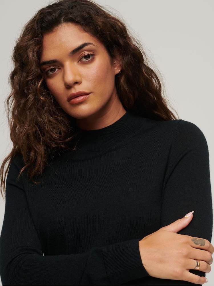 Superdry Black Merino Knit Dress - Image 3 of 3