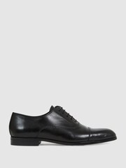 Reiss Black Hertford Leather Oxford Shoes - Image 1 of 7