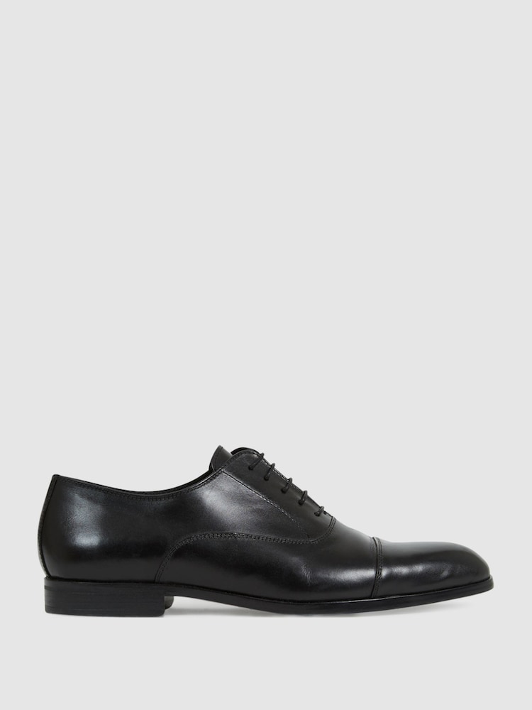 Reiss Black Hertford Leather Oxford Shoes - Image 1 of 7