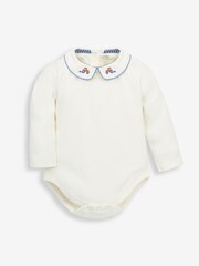 JoJo Maman Bébé Ecru Tractor Embroidered Collar Body - Image 1 of 4