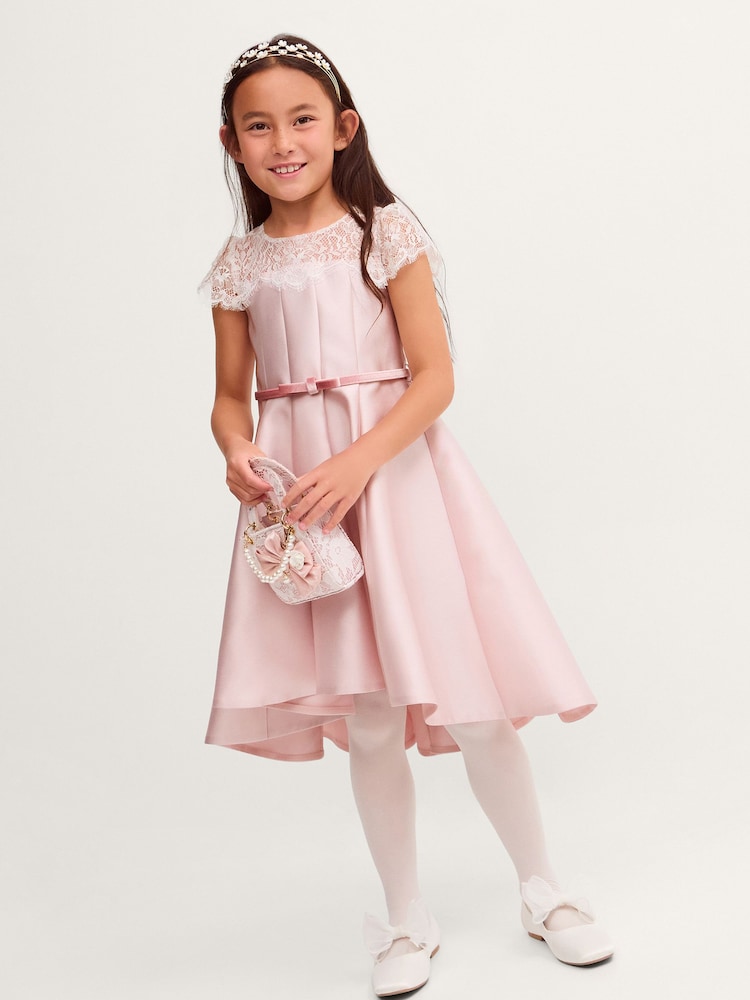 Monsoon Pink Angelina Lace Satin Party Dress - Image 1 of 4 Monsoon Pink Angelina Lace Satin Party Dress - Image 1 of 4
