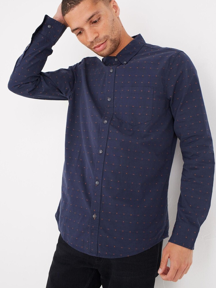 FatFace Blue Copper & Black Slim Dobby Shirt - Image 1 of 1