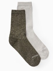 AllSaints Silver Mona Socks 2 Pack - Image 1 of 4