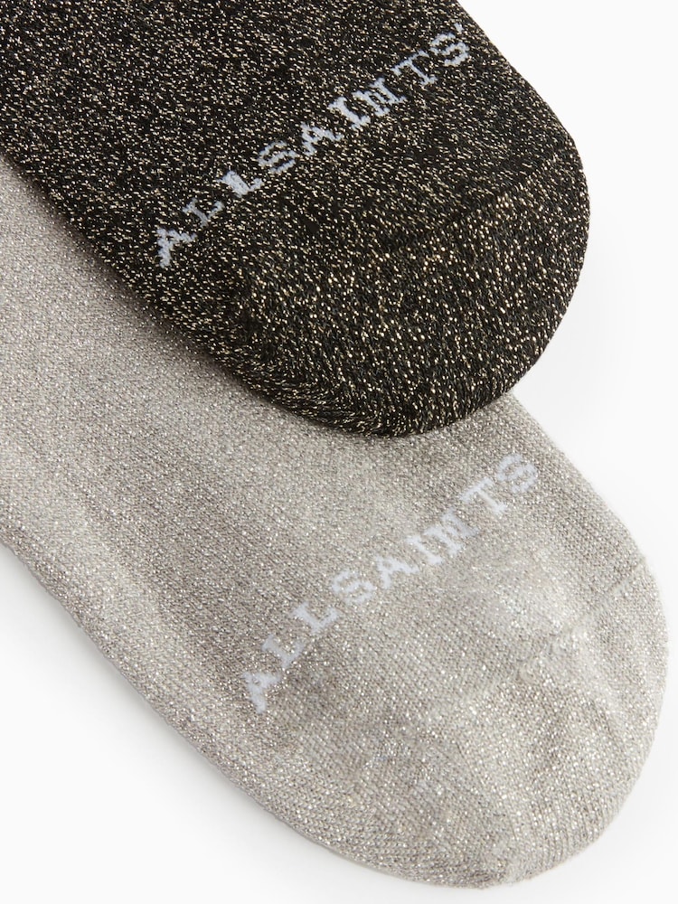 AllSaints Silver Mona Socks 2 Pack - Image 2 of 4